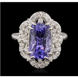 14KT White Gold 4.89ct Tanzanite and Diamond Ring