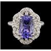 Image 1 : 14KT White Gold 4.89ct Tanzanite and Diamond Ring