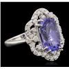 Image 2 : 14KT White Gold 4.89ct Tanzanite and Diamond Ring