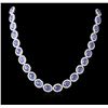 Image 1 : 14KT White Gold 82.84ctw Tanzanite and Diamond Necklace