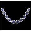 Image 2 : 14KT White Gold 82.84ctw Tanzanite and Diamond Necklace