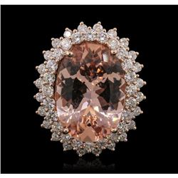 14KT Rose Gold 13.41ct Morganite and Diamond Ring