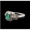 Image 2 : 14KT White Gold 0.90ct Emerald and Diamond Ring