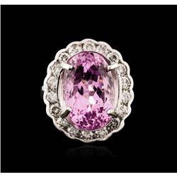 14KT White Gold 18.05ct Kunzite and Diamond Ring