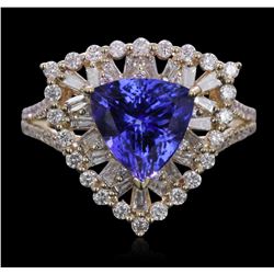 14KT Yellow Gold 2.86ct Tanzanite and Diamond Ring