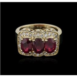 14KT Yellow Gold 3.45ctw Ruby and Diamond Ring