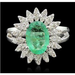 14KT White Gold 1.53ct Emerald and Diamond Ring