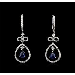 18KT White Gold 1.15ctw Sapphire and Diamond Earrings