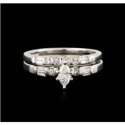 Platinum 0.85ctw Diamond Wedding Ring Set