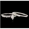 Image 2 : Platinum 0.85ctw Diamond Wedding Ring Set