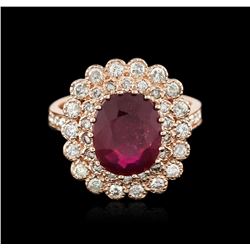 14KT Rose Gold 4.86ct Ruby and Diamond Ring