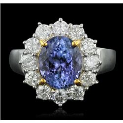 14KT Two-Tone Gold 3.24ct Tanzanite and Diamond Ring