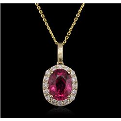 14KT Yellow Gold 2.42ct Tourmaline and Diamond Pendant