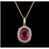 Image 1 : 14KT Yellow Gold 2.42ct Tourmaline and Diamond Pendant