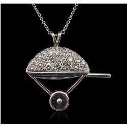 14KT White Gold Diamond and Enamel Pendant With Chain