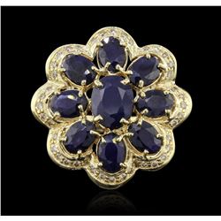 14KT Yellow Gold 8.21ctw Sapphire and Diamond Ring