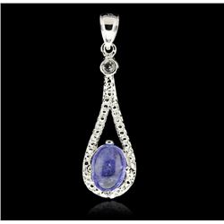 SILVER 2.15ct Opal and White Topaz Pendant Without Chain