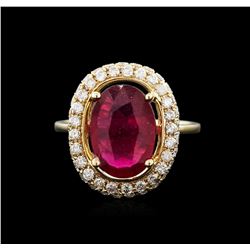 14KT Yellow Gold 3.89ct Ruby and Diamond Ring