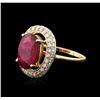 Image 2 : 14KT Yellow Gold 3.89ct Ruby and Diamond Ring