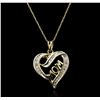 Image 2 : 10KT Yellow Gold 0.30ctw Diamond Heart Pendant With Chain