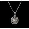 Image 2 : 14KT White Gold 0.95ctw Diamond Pendant With Chain