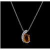 Image 2 : 18KT White Gold 1.46ct Yellow Sapphire and Diamond Pendant With Chain