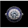 Image 1 : 10KT White Gold 1.60ct Aquamarine, Blue Sapphire and Diamond Ring