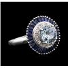 Image 2 : 10KT White Gold 1.60ct Aquamarine, Blue Sapphire and Diamond Ring