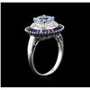 Image 3 : 10KT White Gold 1.60ct Aquamarine, Blue Sapphire and Diamond Ring