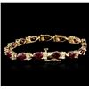 Image 2 : 14KT Yellow Gold 11.40ctw Ruby and Diamond Bracelet