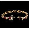 Image 3 : 14KT Yellow Gold 11.40ctw Ruby and Diamond Bracelet