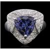 Image 1 : 14KT White Gold 5.22ct Tanzanite and Diamond Ring