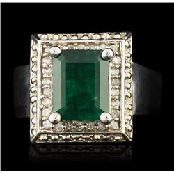 14KT White Gold 4.14ct Emerald and Diamond Ring