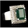 Image 2 : 14KT White Gold 4.14ct Emerald and Diamond Ring
