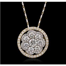 14KT Two-Tone Gold 2.19ctw Diamond Pendant With Chain