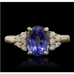 14KT Yellow Gold 2.10ct Tanzanite and Diamond Ring