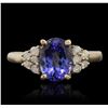 14KT Yellow Gold 2.10ct Tanzanite and Diamond Ring
