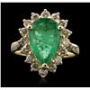 Image 1 : 14KT Yellow Gold 2.60ct Emerald and Diamond Ring