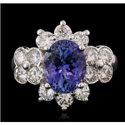 14KT White Gold 4.14ct Tanzanite and Diamond Ring