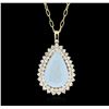 14KT Yellow Gold 13.37ct Opal and Diamond Pendant With Chain