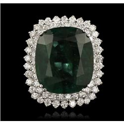 14KT White Gold 26.37ct Emerald and Diamond Ring