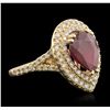 Image 2 : 14KT Yellow Gold 4.29ct Ruby and Diamond Ring