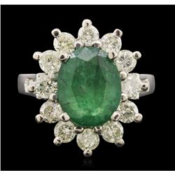 14KT White Gold 2.80ct Emerald and Diamond Ring