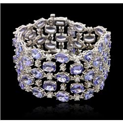 14KT White Gold 48.00ctw Tanzanite and Diamond Bracelet