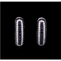 0.80ctw Sapphire and Diamond Earrings - 14KT White Gold