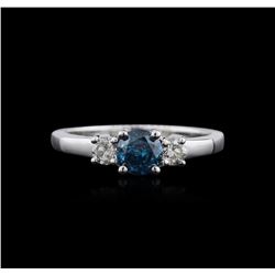 14KT White Gold 0.91ctw Blue Diamond Ring