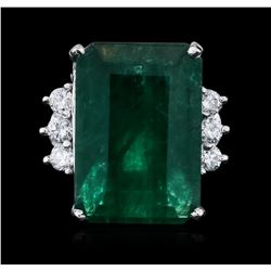 14KT White Gold 17.13ct Emerald and Diamond Ring