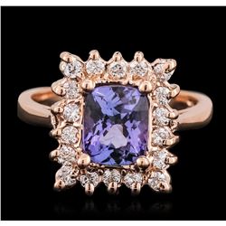 14KT Rose Gold 1.56ct Tanzanite and Diamond Ring