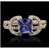 Image 1 : 14KT Yellow Gold 1.41ct Tanzanite and Diamond Ring