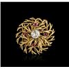 Image 1 : 14KT Yellow Gold 1.74ct Diamond and Ruby Brooch